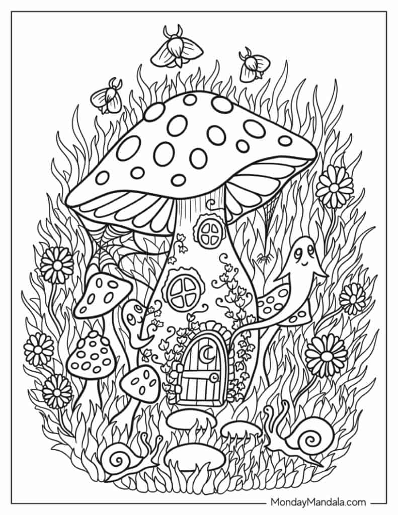 Mushroom coloring pages free pdf printables