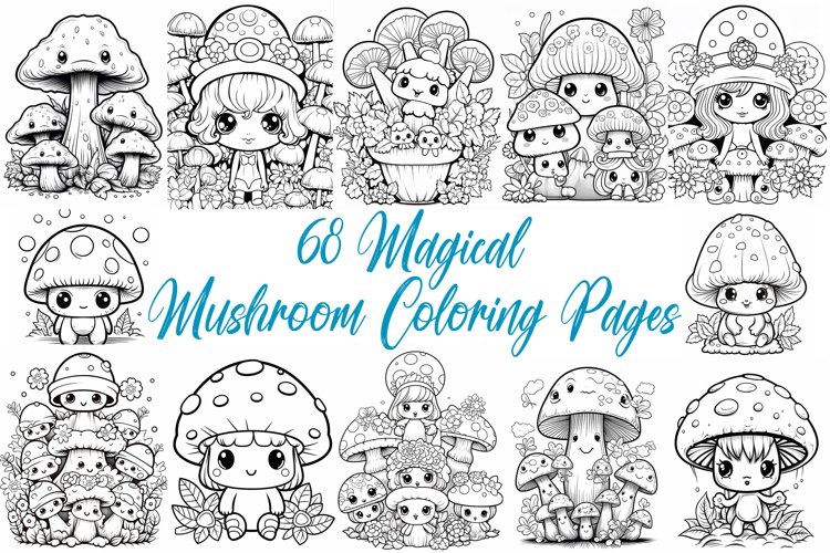 Magic mushroom toadstool character color pages book
