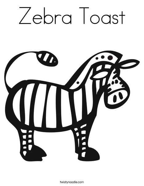 Zebra toast coloring page