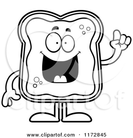 Cartoon clipart of a smart toast and jam mascot with an idea
