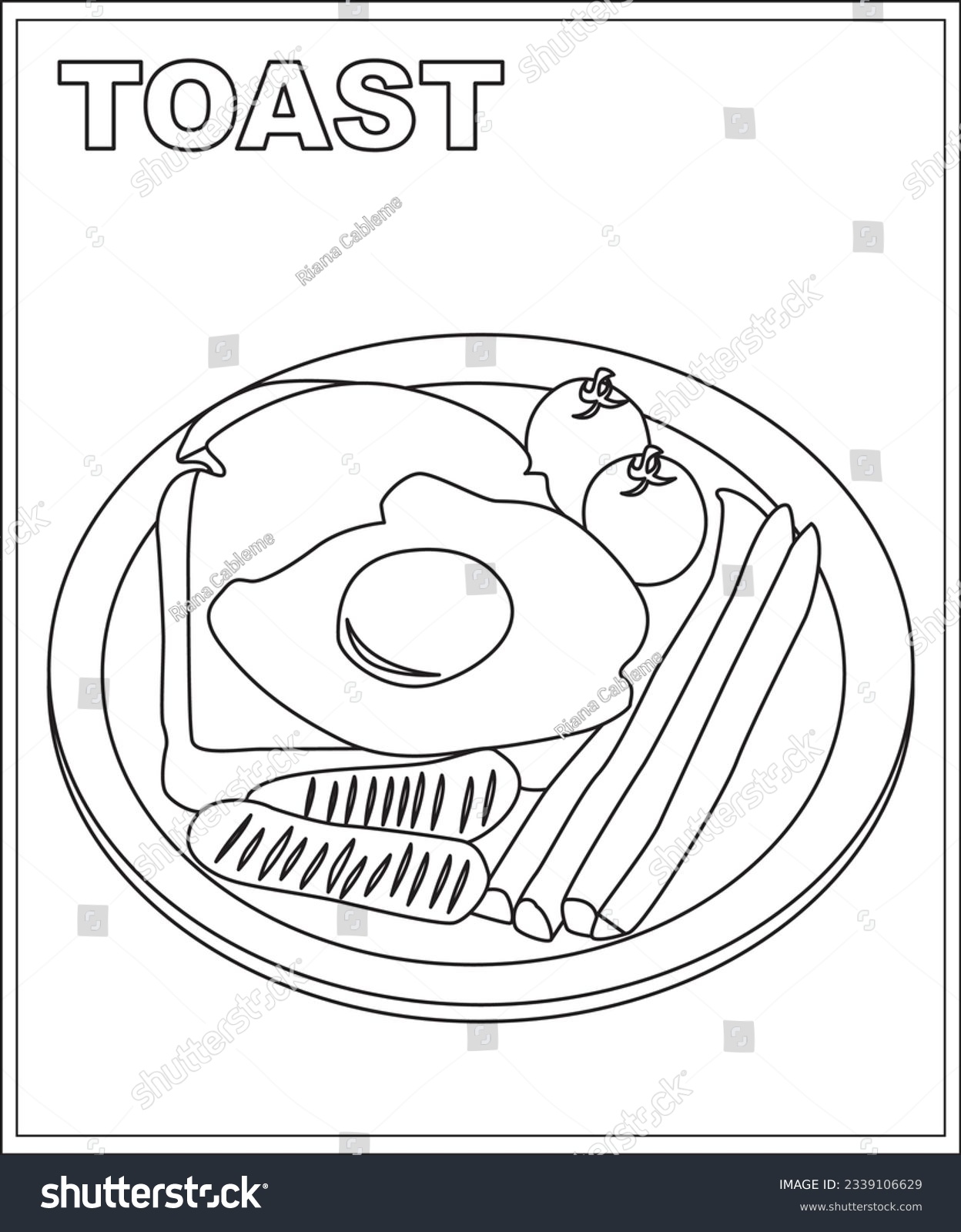 Toast coloring book children food coloring stock vector royalty free