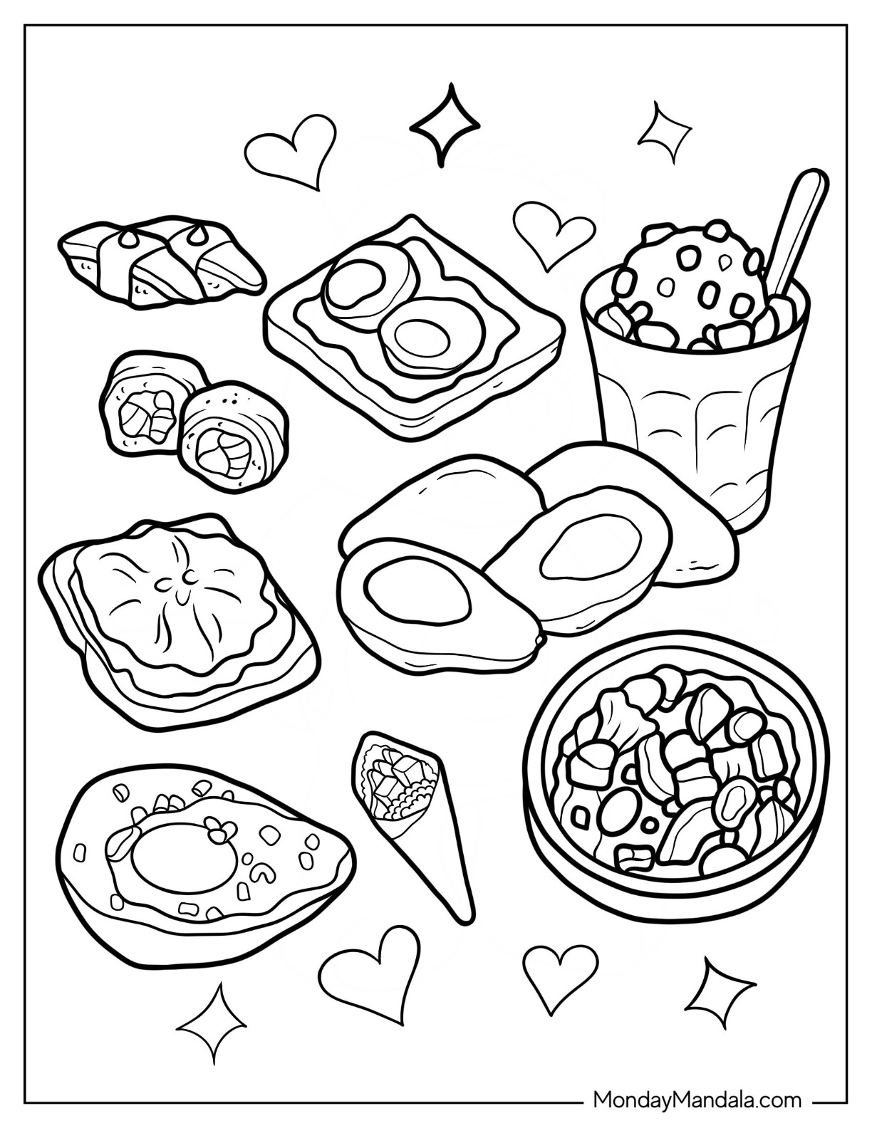 Avocado coloring pages free pdf printables