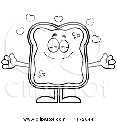Cartoon clipart of a loving toast and jam mascot
