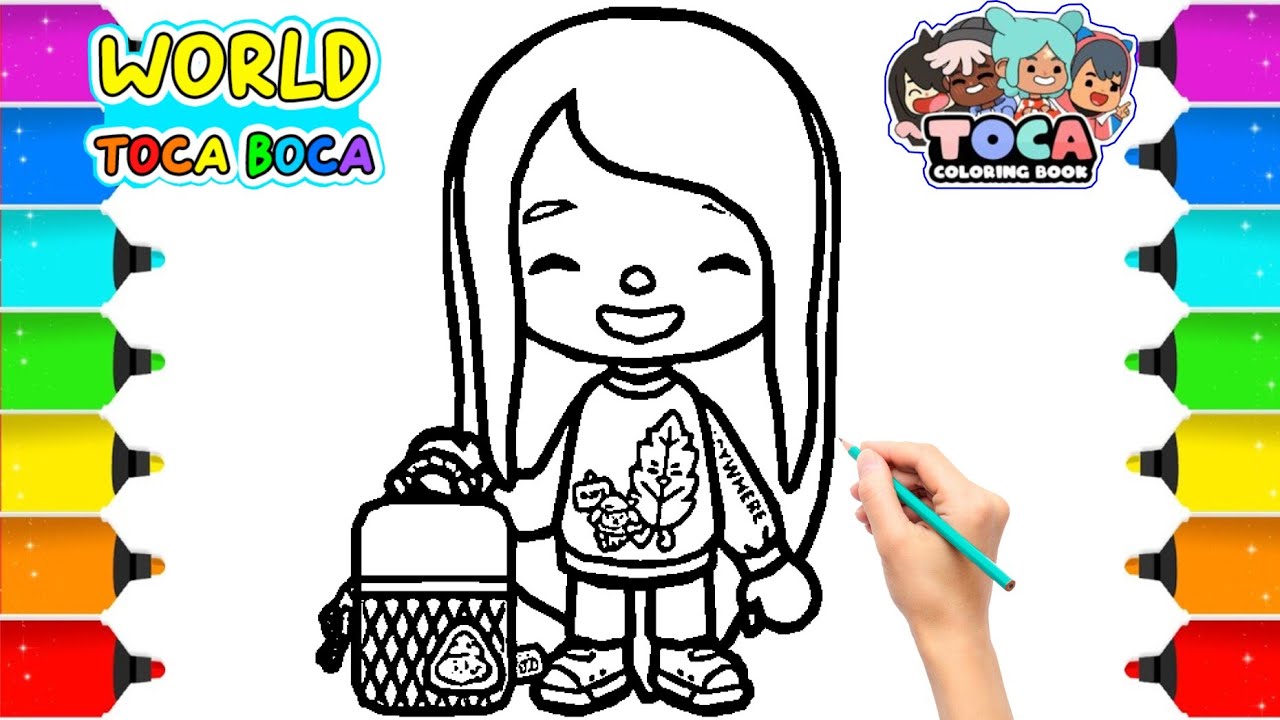 Toca boca coloring pages coloring with crayons learn colors for kids and toddlers