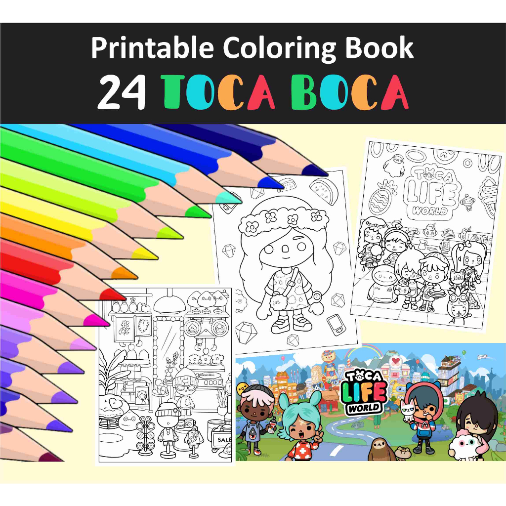 Softcopy pdf toca boca life world printable coloring book for kids adults stress relief relaxing activity malaysia