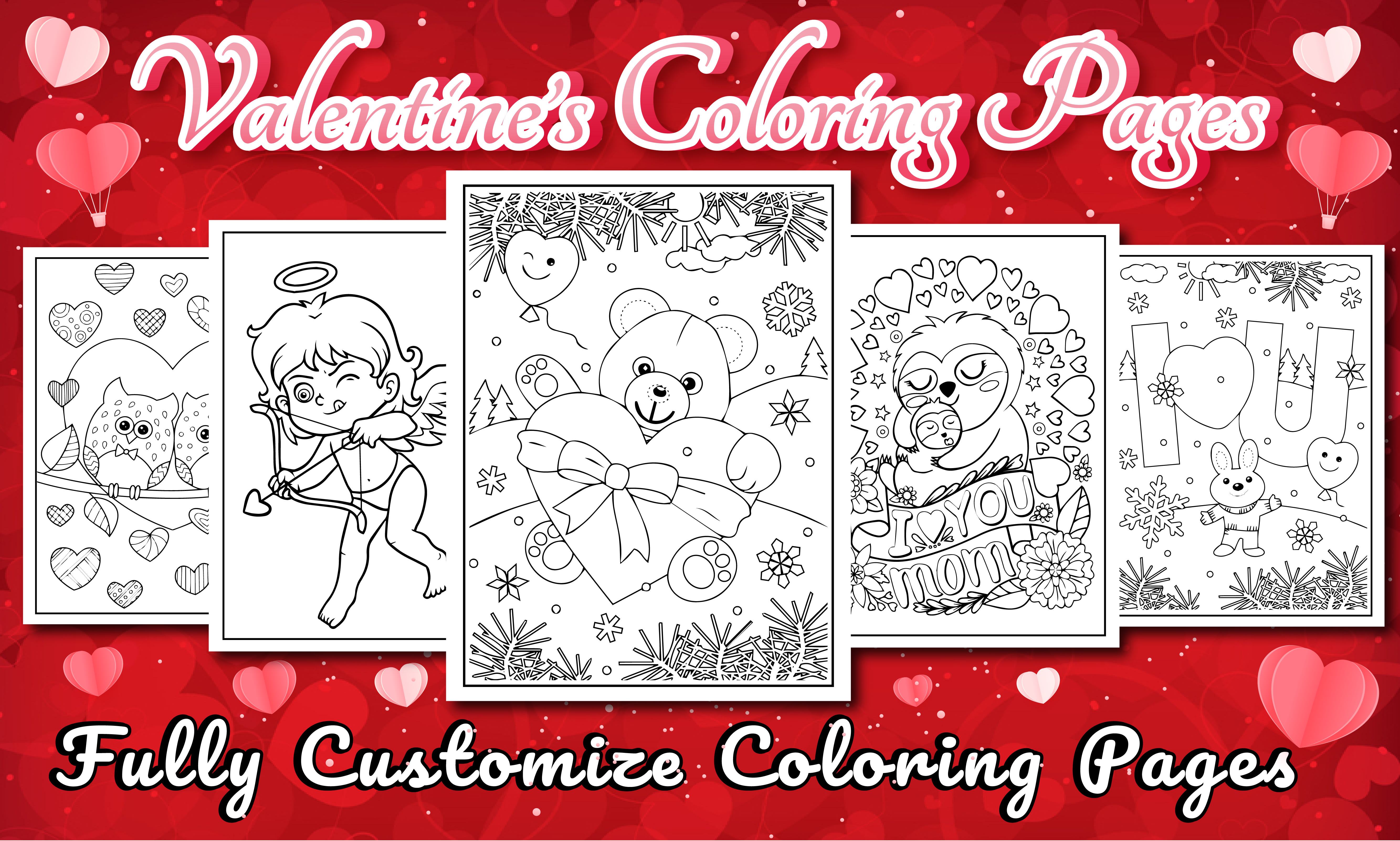 Give you valentine day coloring pages for kids toddler for amazon kdp by rohanbhuyan