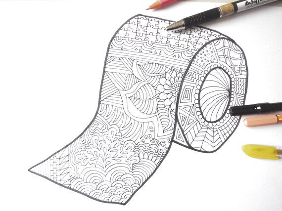 Toilet paper coloring printable page digital art colouring