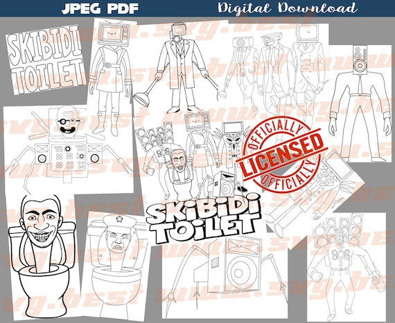Cute skibidi toilet coloring pages jpeg pdf
