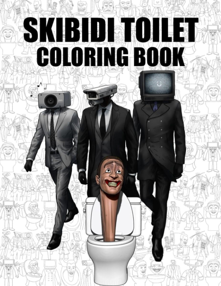 Skibidi toilet coloring book many one sided drawing jumbo pages of cameraman ch
