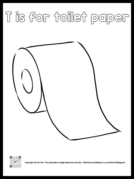 Letter t is for toilet paper coloring page free printable bubble font â the art kit