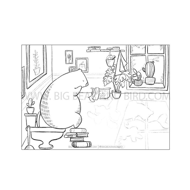 Toilet bear â coloring page â by big bear and bird
