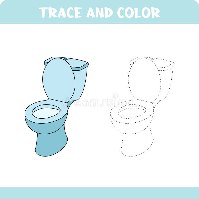 Activity page for kids education tracing objects color page toilet stock vector
