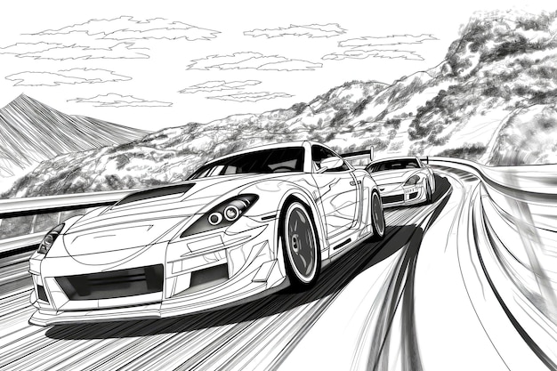 Premium ai image adrenaline rush dynamite toyota supra mk street racing coloring page for manga lovers