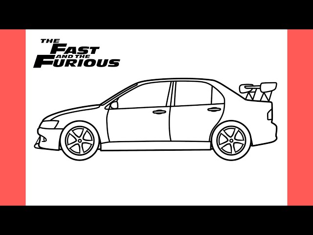 How to draw a itsubishi lancer evolution fro the fast and furious tokyo drift easy