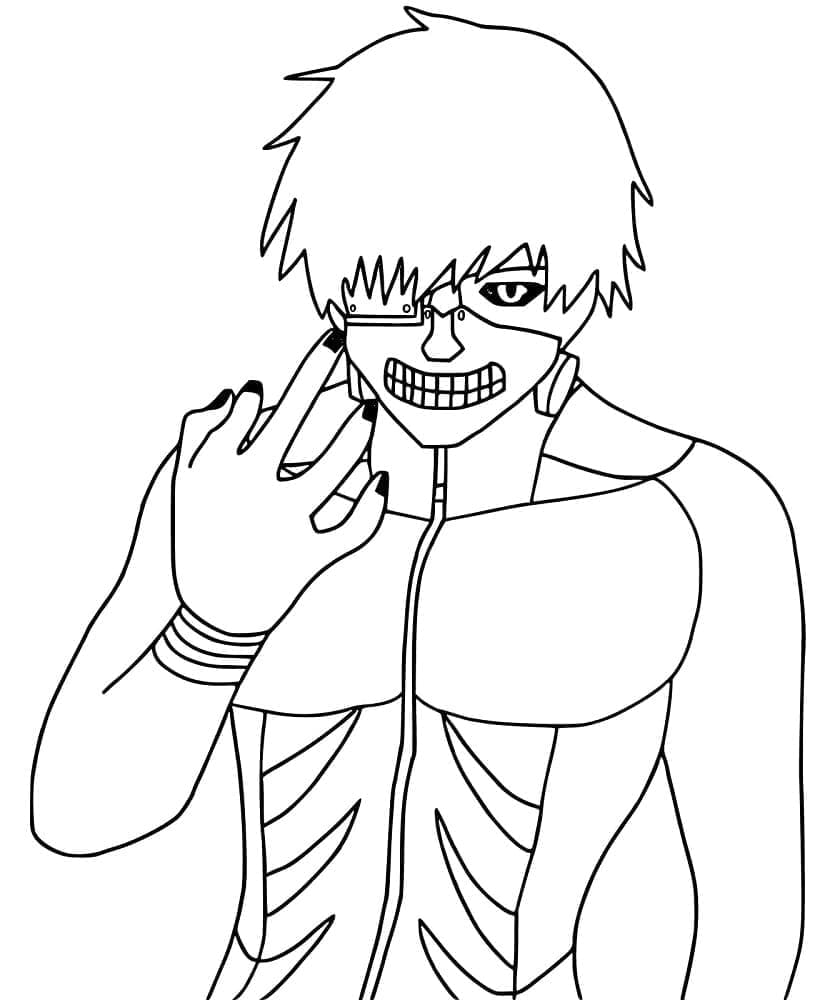 Ken kaneki from tokyo ghoul coloring page