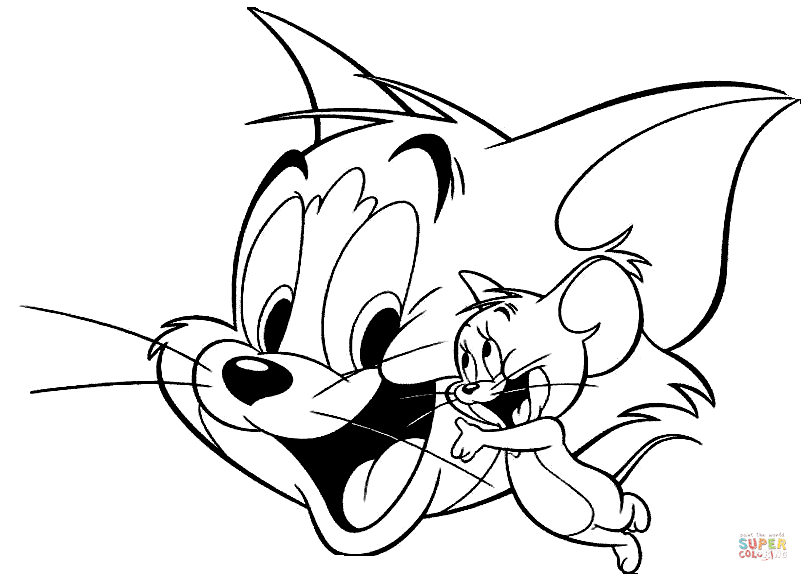 Happy tom and jerry coloring page free printable coloring pages