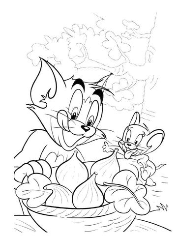 Tom and jerry love fruits coloring page free printable coloring pages