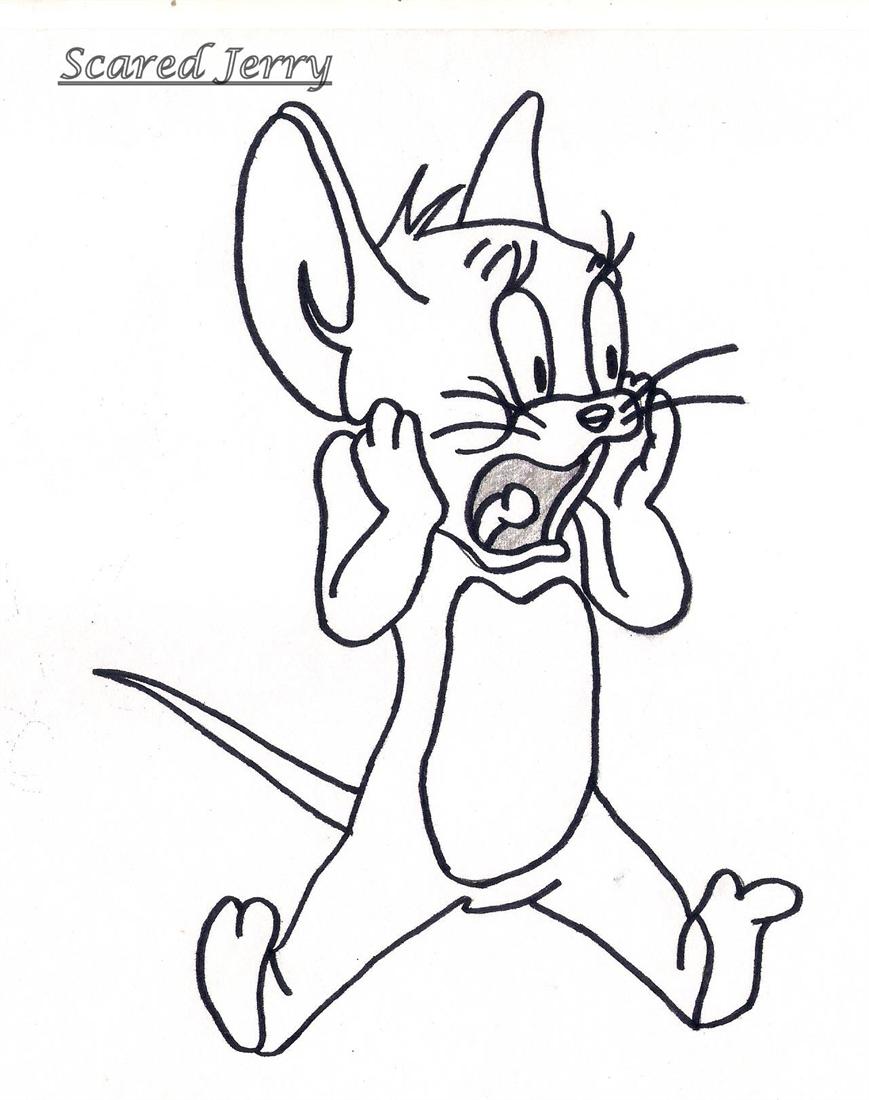Scaring jerry coloring printable page for kids
