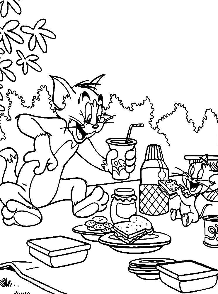 Online coloring pages coloring page tom and jerry picnic tom and jerry download print coloring page