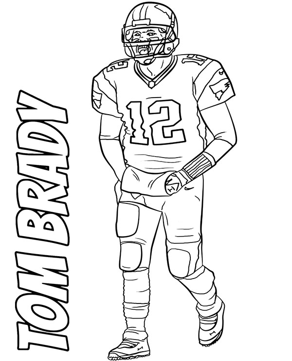 Futbolista amerykaåski kolorowanka tom brady malowanka