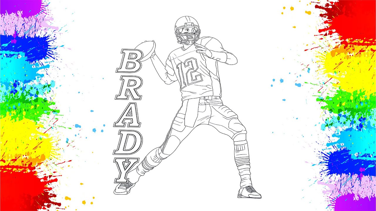 Tom brady american football coloring page markers coloring hobby