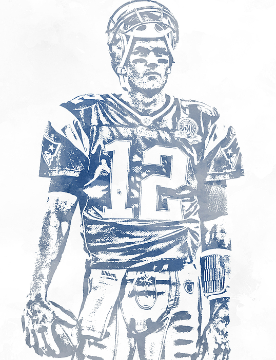 Tom brady new england patriots water color pixel art spiral notebook by joe hamilton