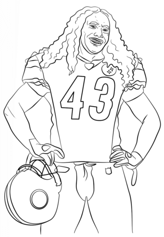 Troy polamalu coloring page free printable coloring pages