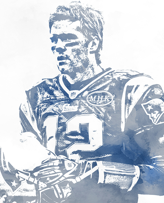 Tom brady new england patriots water color pixel art beach sheet by joe hamilton