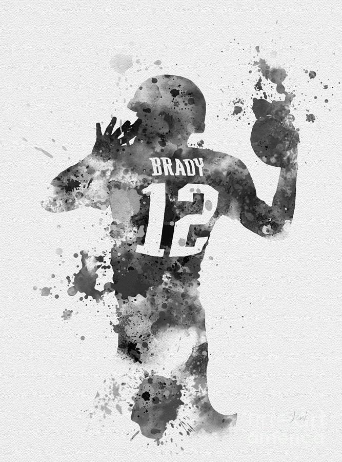 Tom brady black and white mixed media by new inspiration