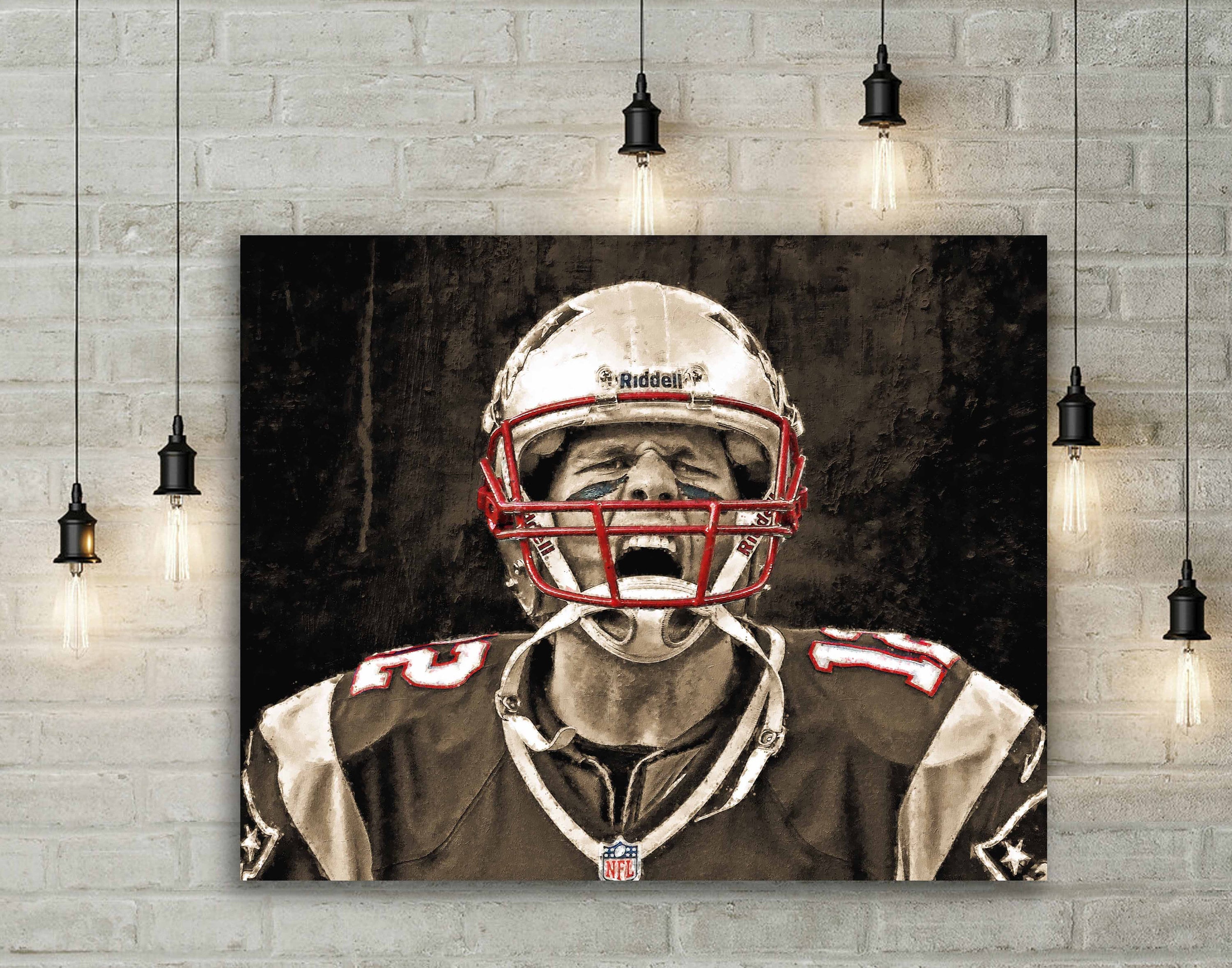 Tom brady canvas print new england patriots wall art sports art print kids decor man cave gift football poster