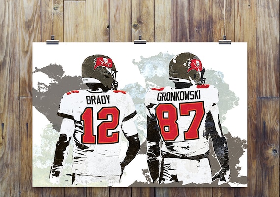 Tom brady rob gronkowski tampa bay buccaneers poster wall art sports poster gifts for men wall art man cave sports print kids decor