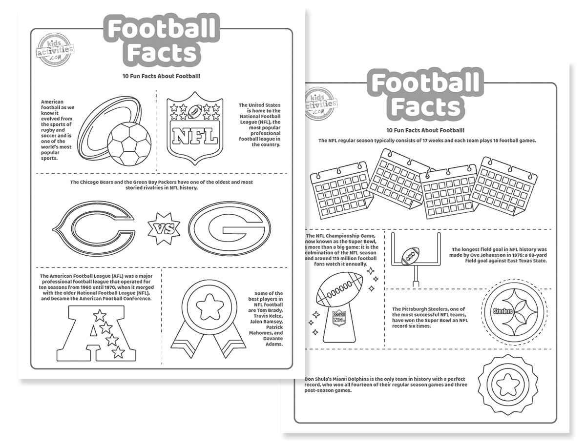 Fun football facts coloring pages kids activities blog