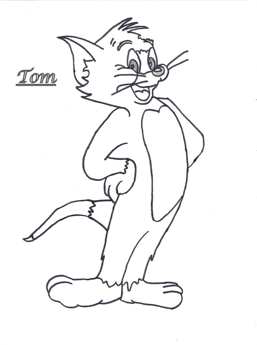 Happy tom coloring printable page for kids