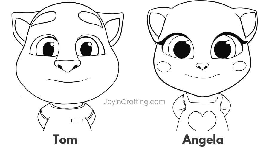 Talking tom cat and friends coloring page sheets