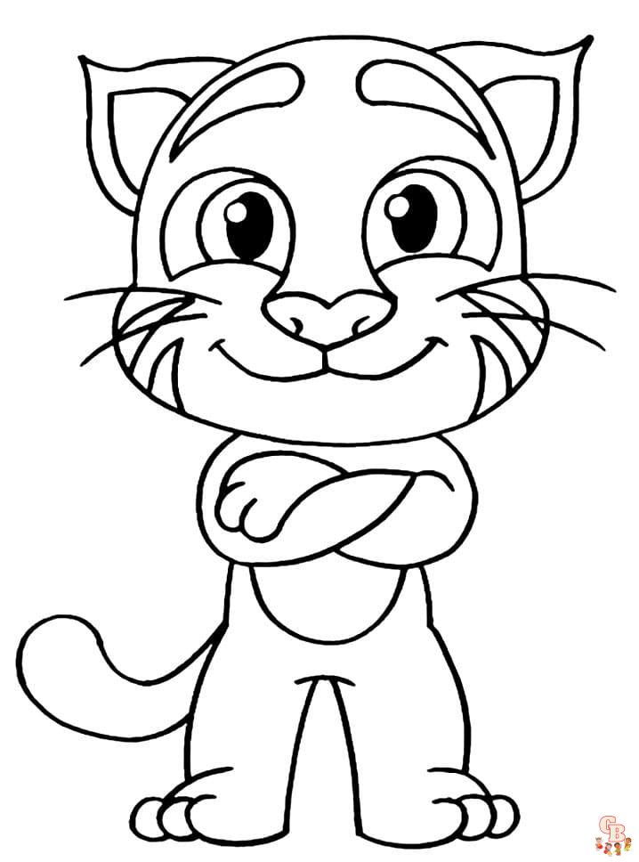 Talking tom coloring pages free printable and easy to color