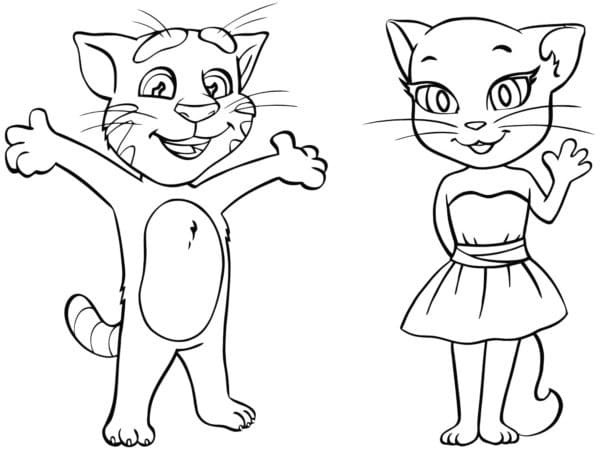Talking tom and angela coloring page