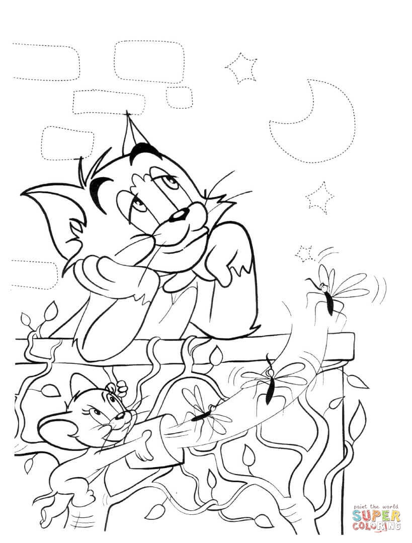 Sleeping time for tom coloring page free printable coloring pages
