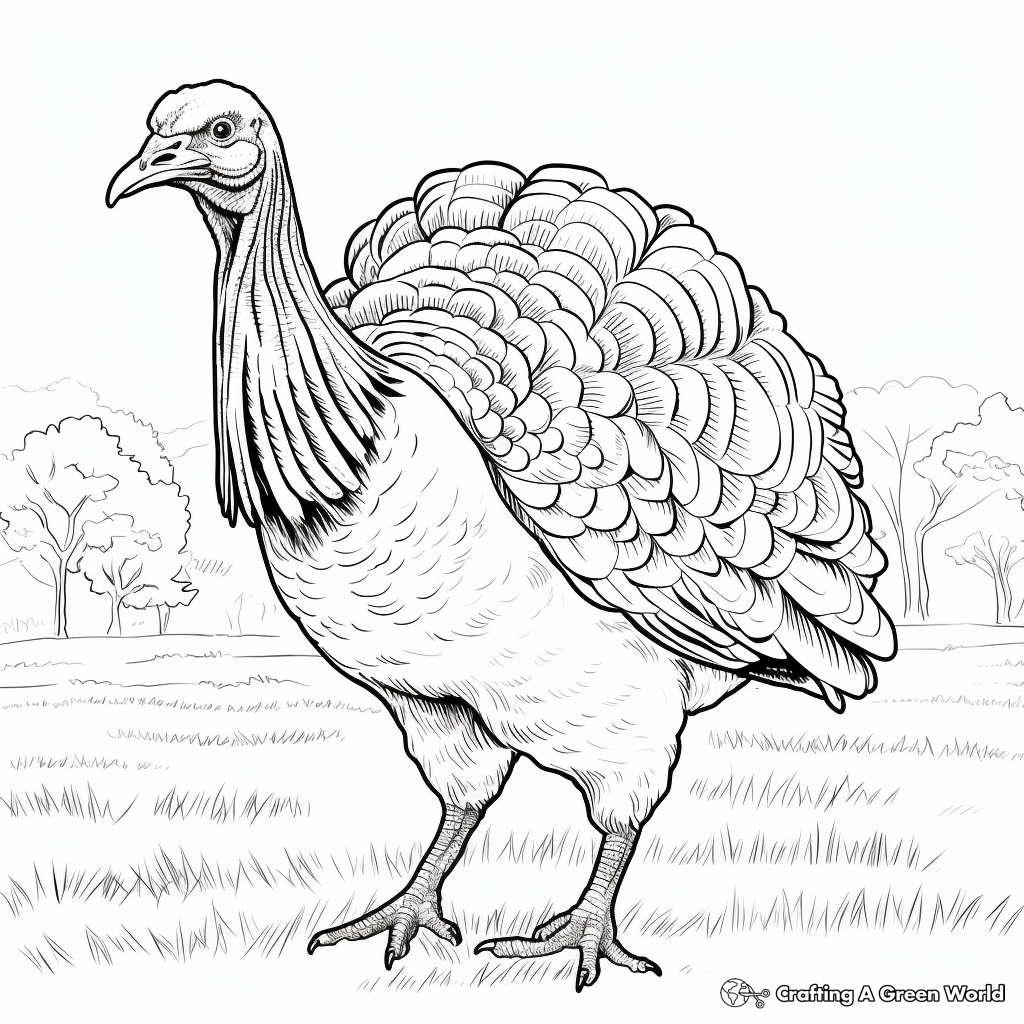Realistic turkey coloring pages