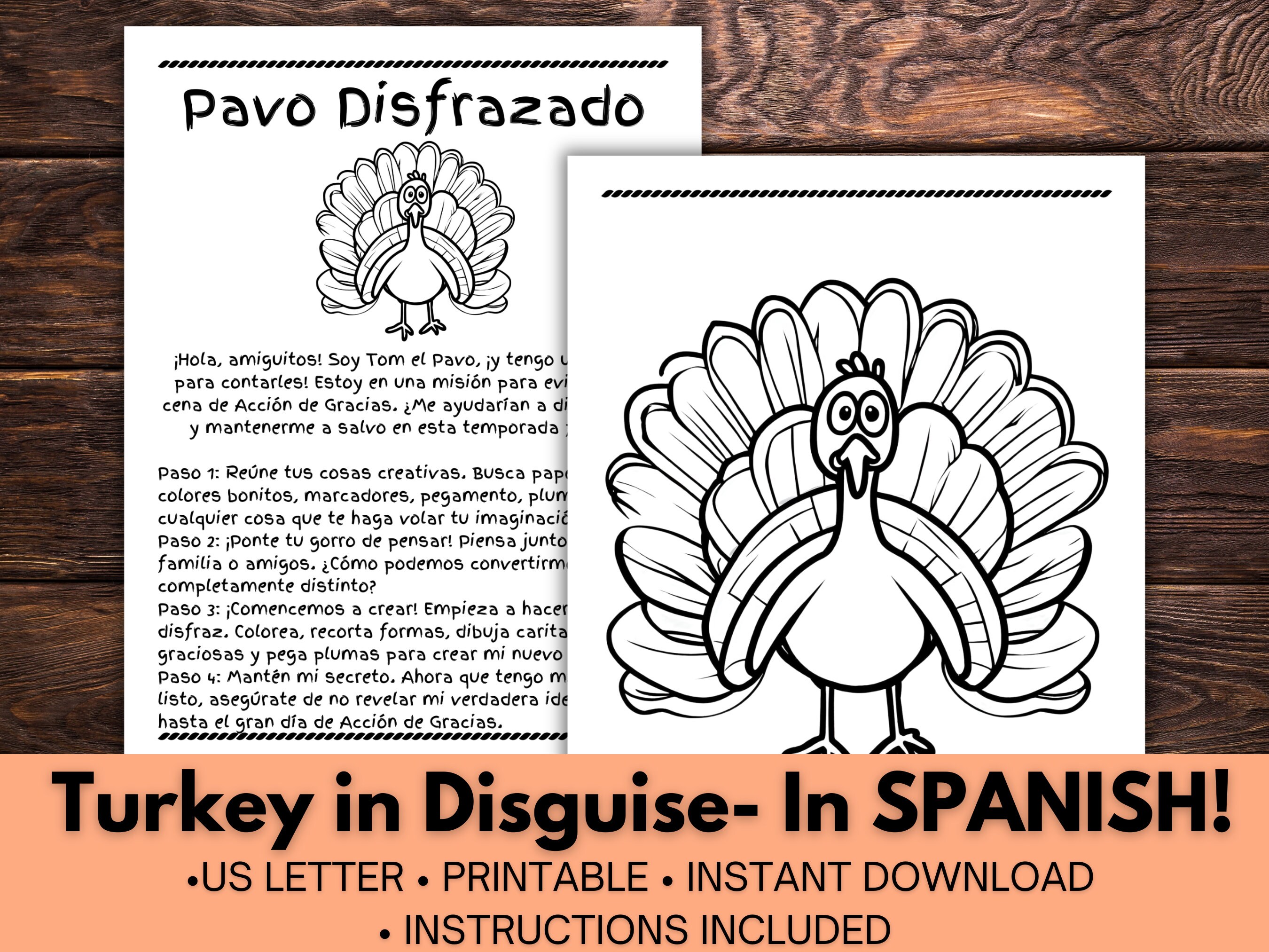 Disguise a turkey turkey in disguise in spanish spanish thanksgiving activity tom the turkey turkey craft