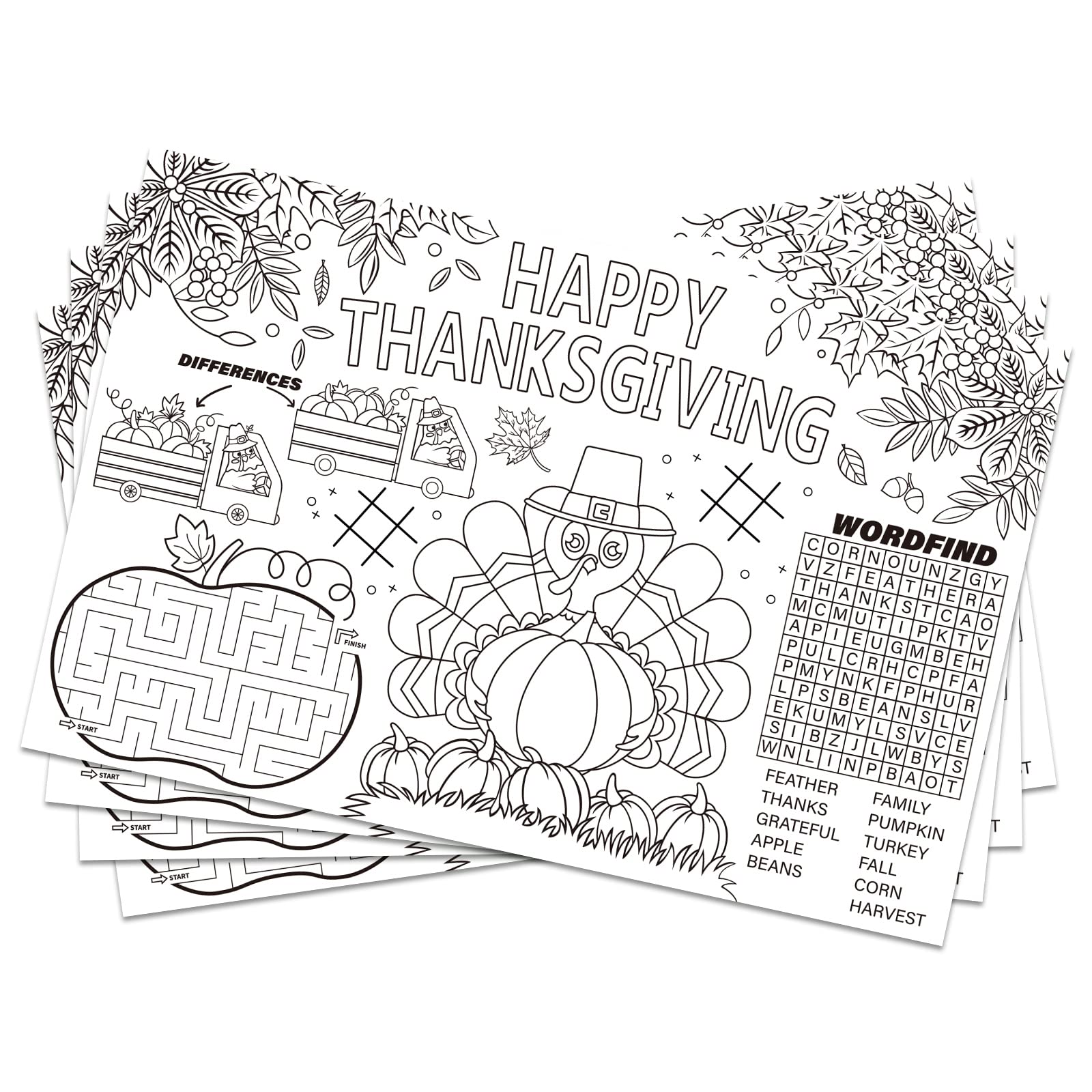 Disposable fall thanksgiving place mats for kids pack tom turkey paper place mat âx â turkey thanksgiving day table mat sheets for autumn children school party decor home kitchen