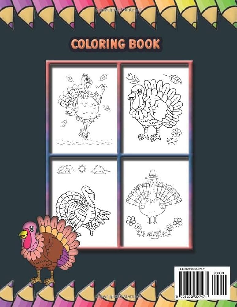 Easy cute turkey coloring book for kids simple beautiful design and activity pages with amazing tom turkey wild farm turkey for boys girls children teens farm animals