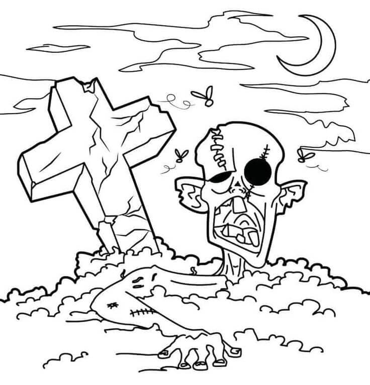 Zombie tomb coloring page