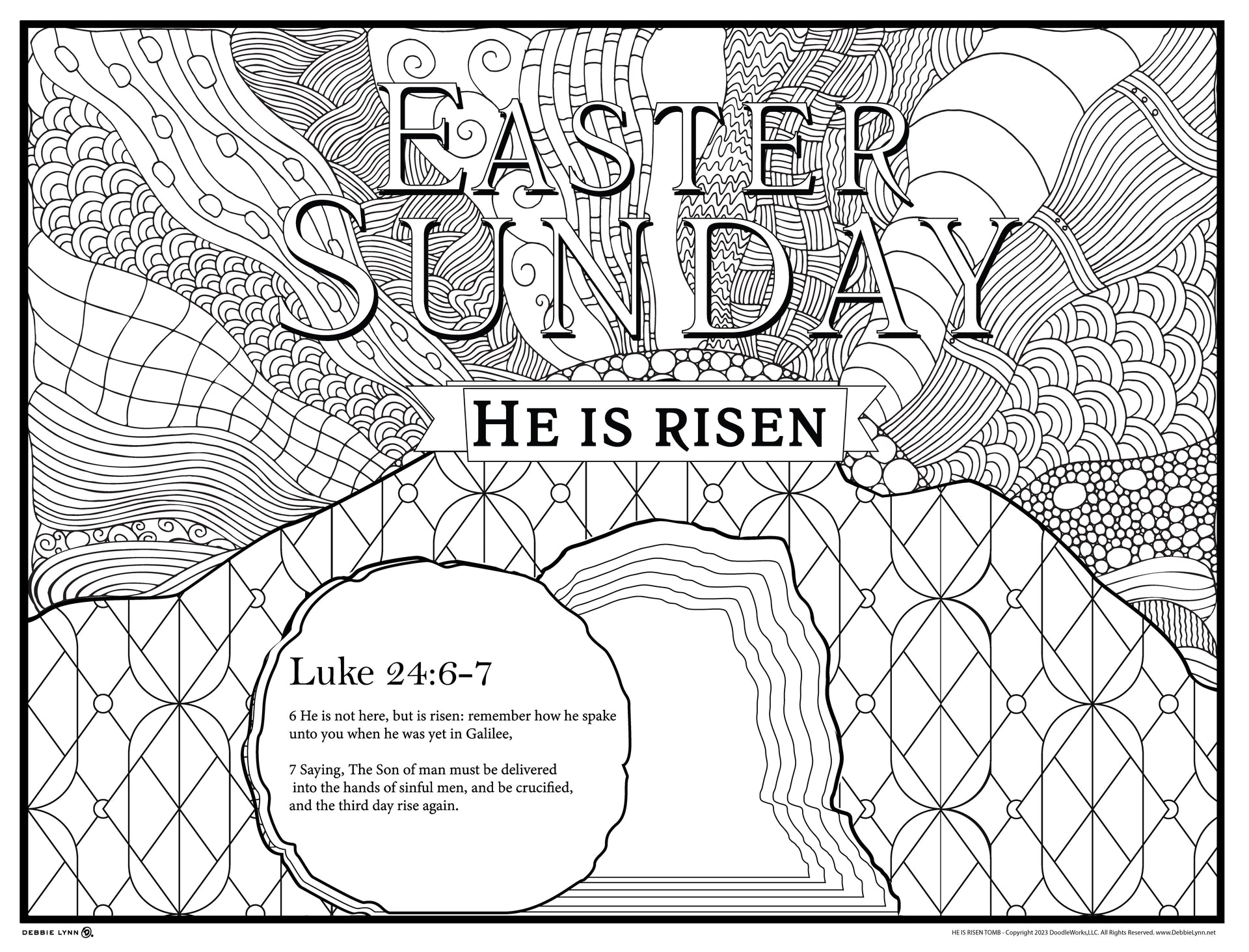 He is risen tomb personalized giant coloring poster x â debbie lynn