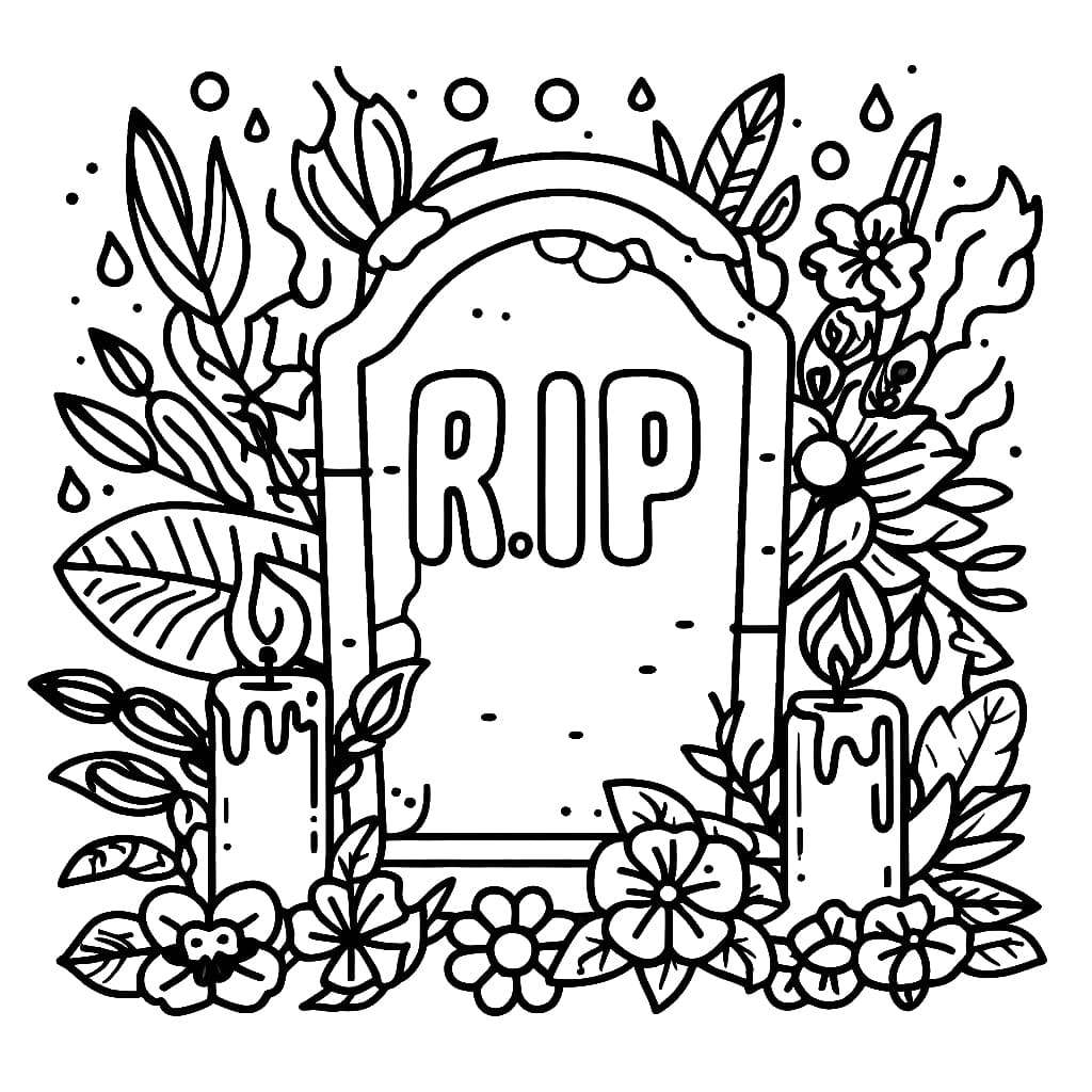 Tombstone for halloween coloring page