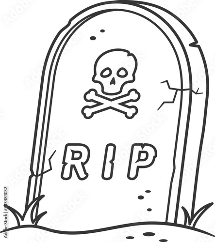 Halloween tombstone coloring page black and white outline vector illustration vector de