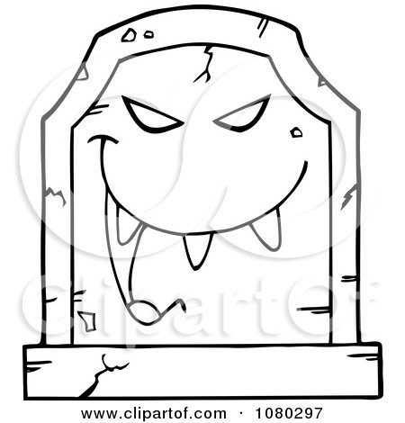 Clipart laughing outlined evil headstone
