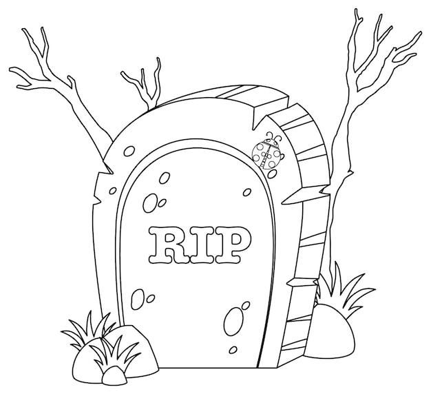 Premium vector tombstone doodle outline for colouring