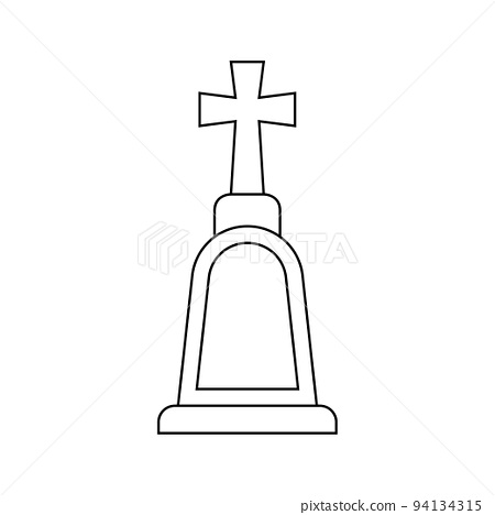 Coloring page with tombstone for kids