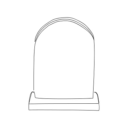 Gravestone one line art continuous line drawing of grave cemetery death memorial day halloween hand drawn vector illustration stock illustration