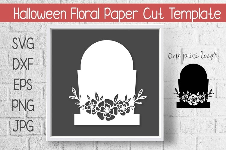 Tombstone halloween paper cut template design svg
